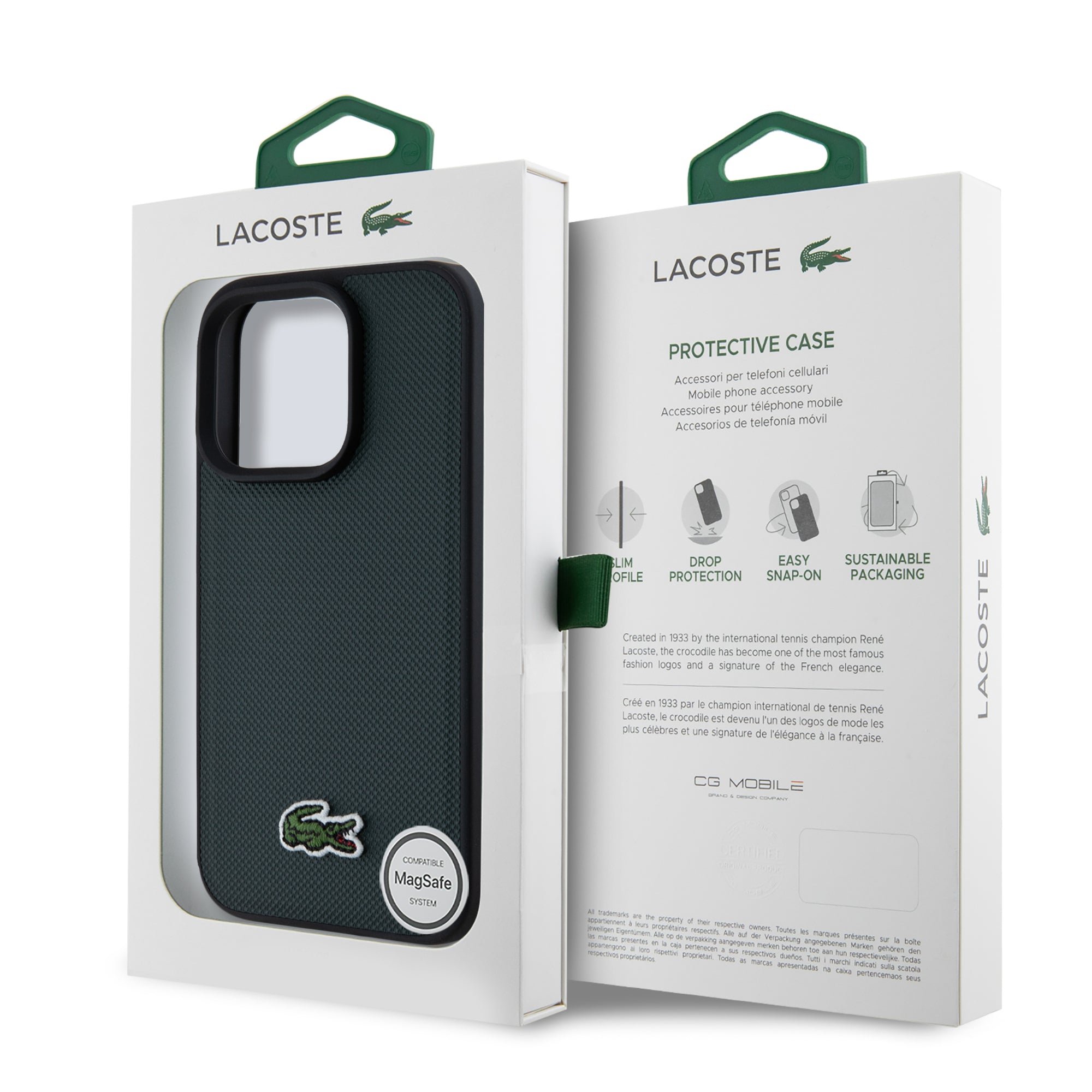 Lacoste Magsafe Iconic Petit Pique Θήκη προστασίας από Δερματίνη με κεντημένο Logo για iPhone 15 Pro (Sinople/Green)