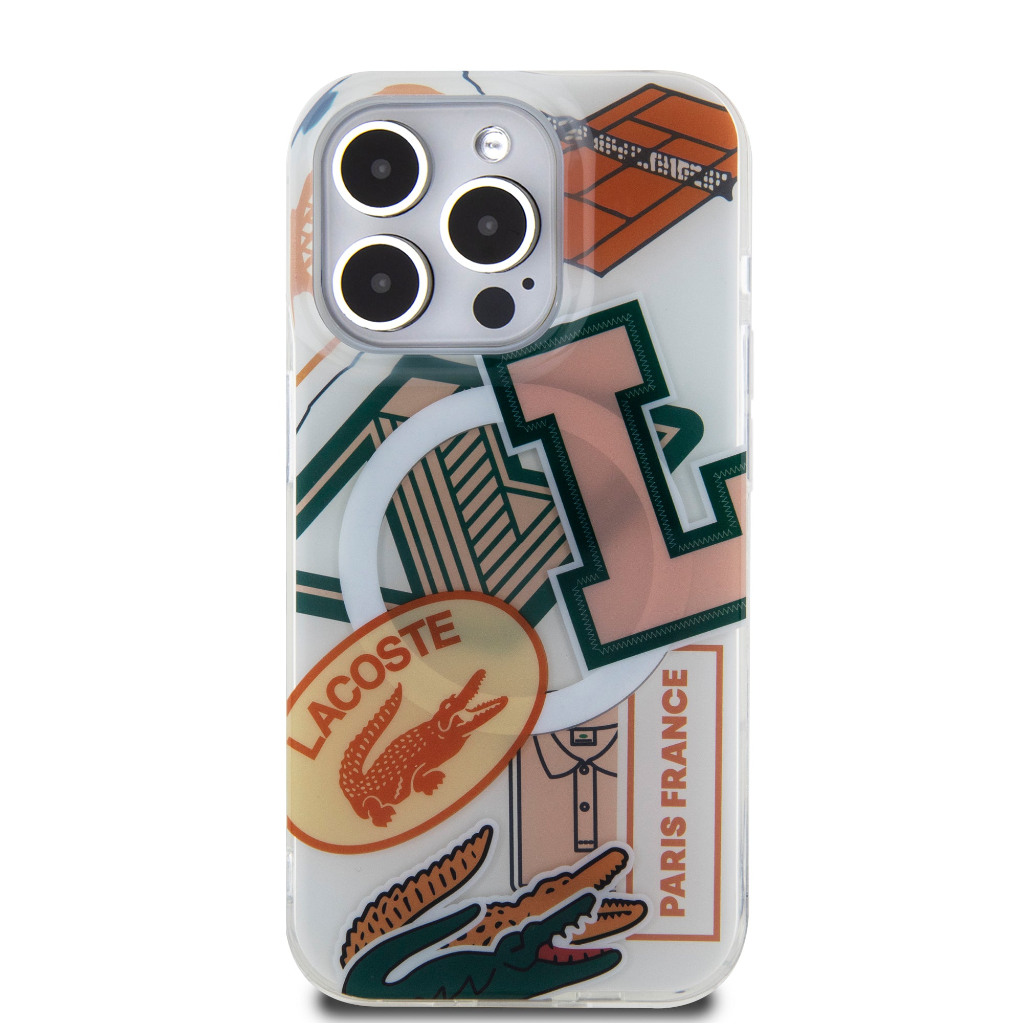 Lacoste Magsafe Double Layer Patch Hard Case Θήκη προστασίας από Σιλικόνη για iPhone 15 Pro (White/Orange)