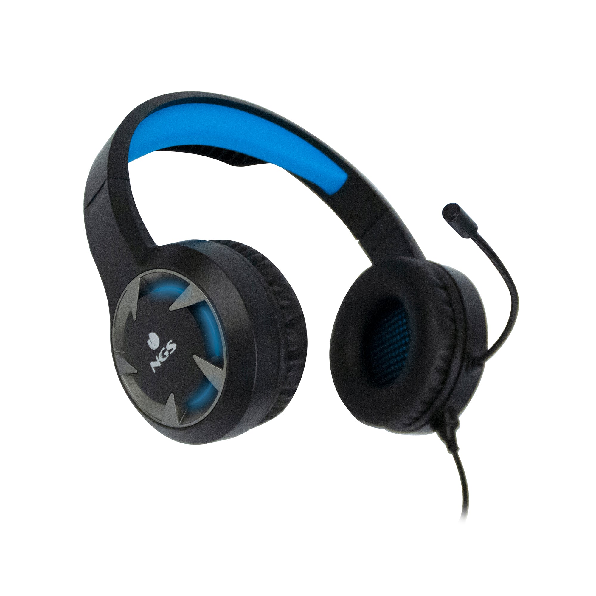 NGS GHX-510 Over Ear Gaming Headset με LED Lights & Volume Control, USB / 3.5mm, σε μαύρο/μπλε χρώμα