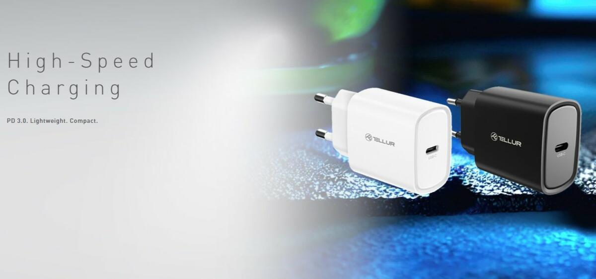 Tellur Οικιακός Φορτιστής USB-C με PD 3.0 (PD3.0 20W) σε μαύρο χρώμα (TLL151411)