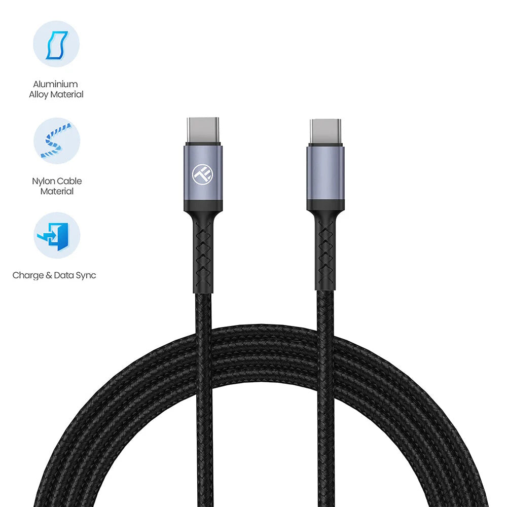 Tellur Καλάθι USB‑C σε USB‑C Καλώδιο, 60 W PD, 3 Α, 1 m – Μαύρο