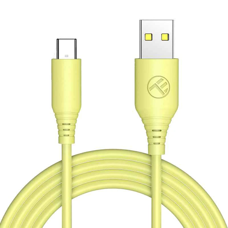 Tellur Σιλικονούχο Καλώδιο USB‑A σε USB‑C, 3 A, 1 m – Κίτρινο