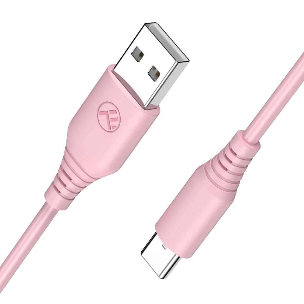 Tellur Σιλικονούχο Καλώδιο USB‑A σε USB‑C, 3 A, 1 m – Ροζ