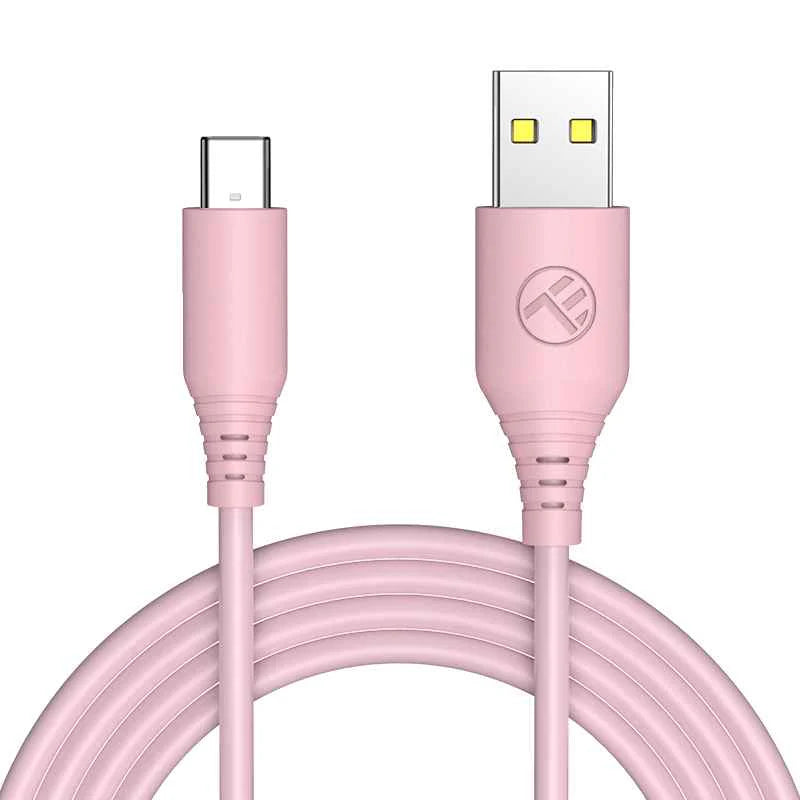 Tellur Σιλικονούχο Καλώδιο USB‑A σε USB‑C, 3 A, 1 m – Ροζ