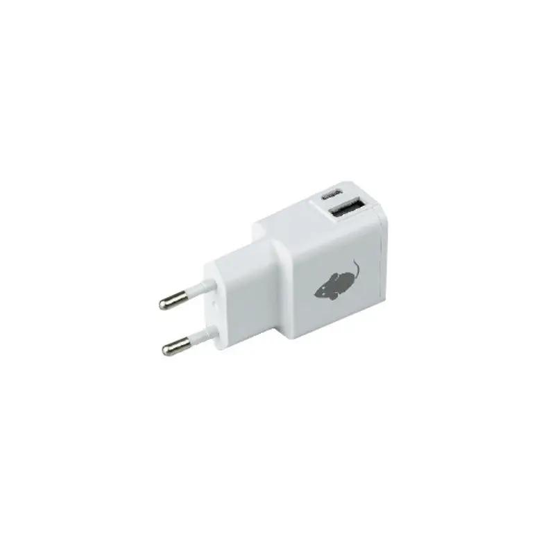 Wall Adapter Dual USB/USB-C Οικιακός φορτιστής 2,4A GreenMouse σε λευκό χρώμα για 46956591 – PhoneBazaar