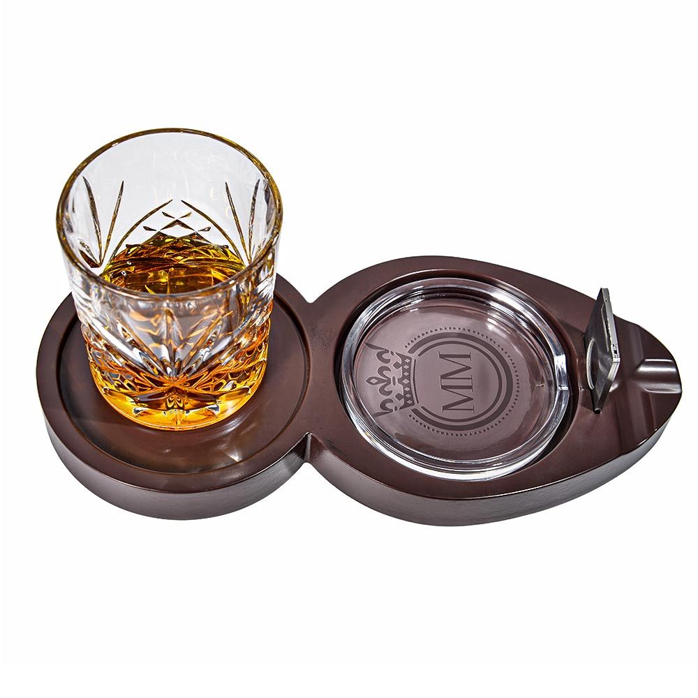 Whiskey & Cigar Tray – Ξύλινος Δίσκος για Ουίσκι & Πούρο