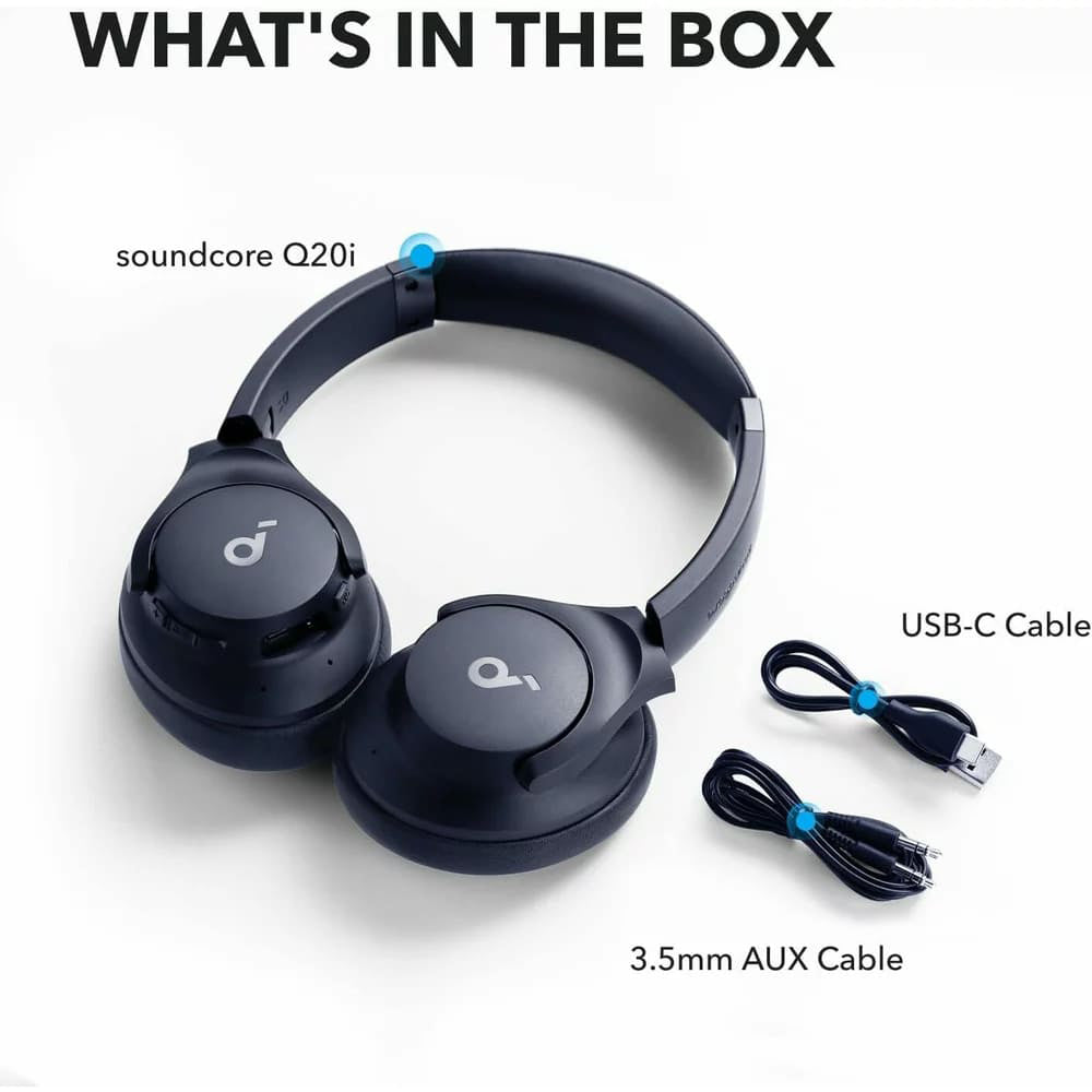 Anker - Wireless Headphones Life Q20i (A3004G31) - Bluetooth, Hybrid Active Noise Cancelling, Dual-Connections - Blue