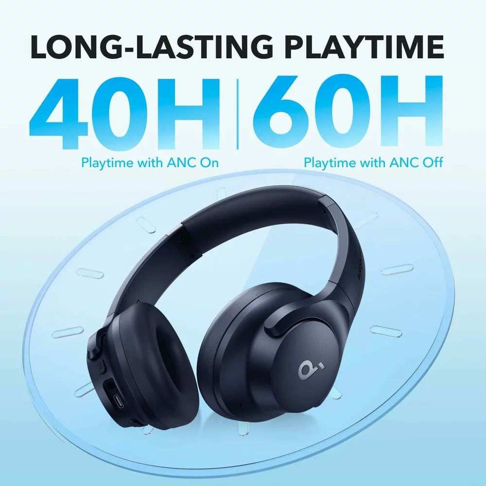 Anker - Wireless Headphones Life Q20i (A3004G31) - Bluetooth, Hybrid Active Noise Cancelling, Dual-Connections - Blue
