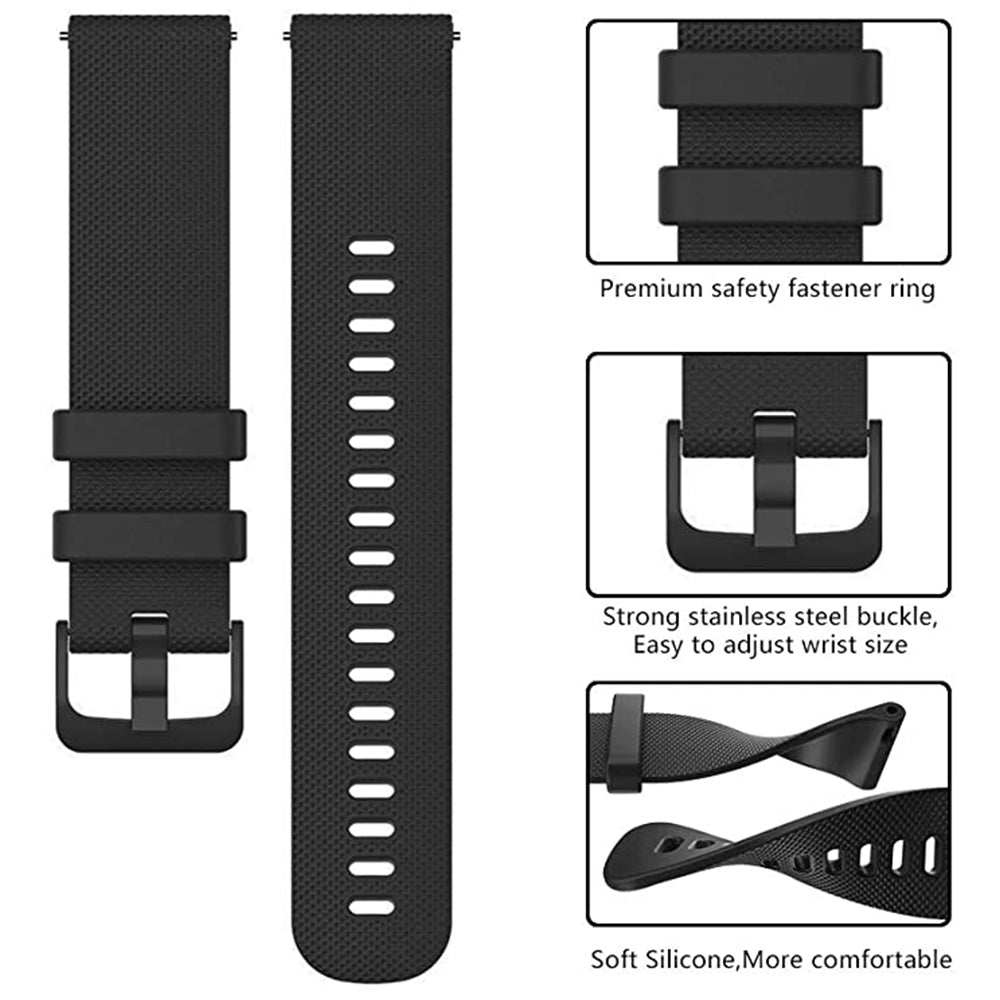 Techsuit - Watchband 20mm (W006) - Galaxy Watch 4/5/Active 2, Huawei Watch GT 3 (42mm)/GT 3 Pro (43mm) - Black