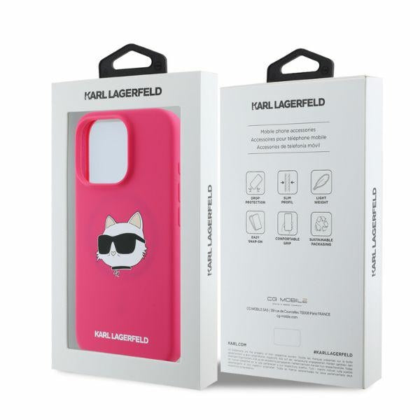 Karl Lagerfeld Magsafe Silicone Case "Choupette's Head" Θήκη προστασίας από σιλικόνη – iPhone 16 Pro Max (Fuchsia – KLHMP16XSCHPPLF)