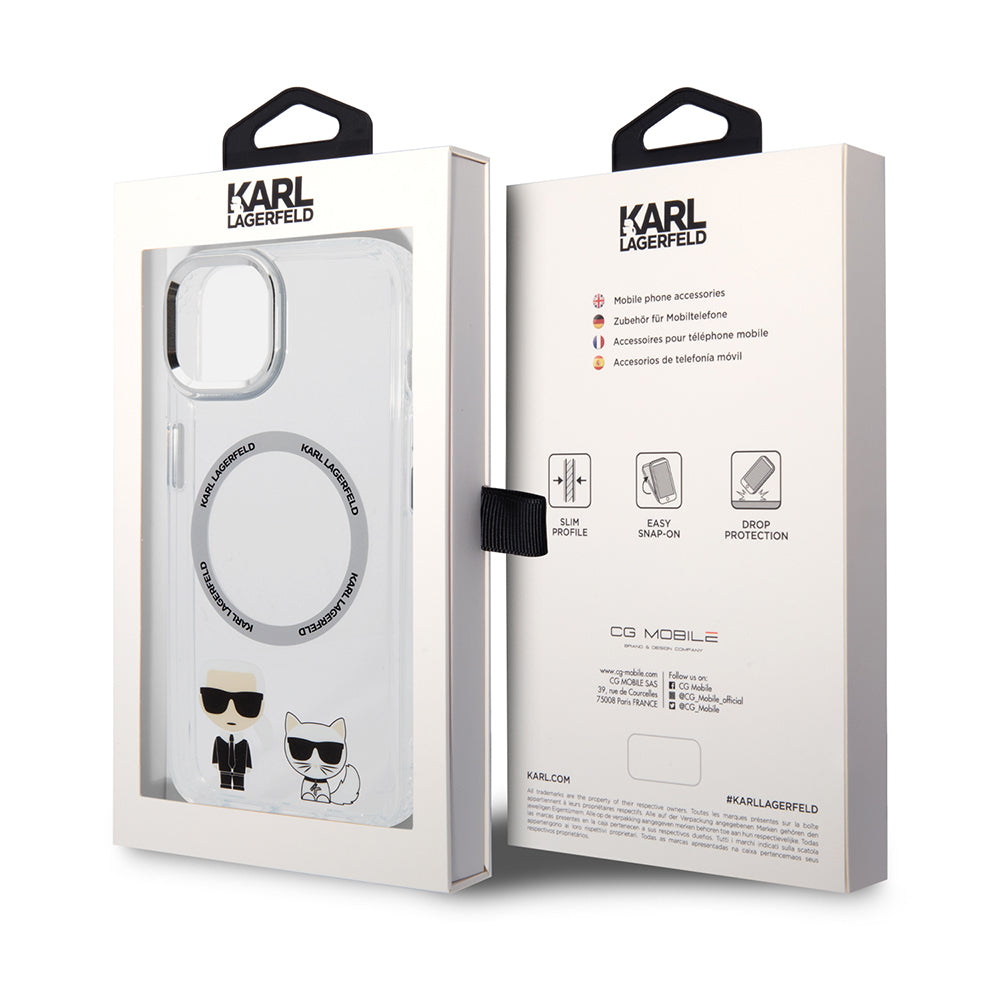 Karl Lagerfeld Magsafe Ringstand Case IML Ring Karl+Choupette Θήκη προστασίας από σκληρό πλαστικό για iPhone 14 Plus (Clear – KLHMP14MHKCT)