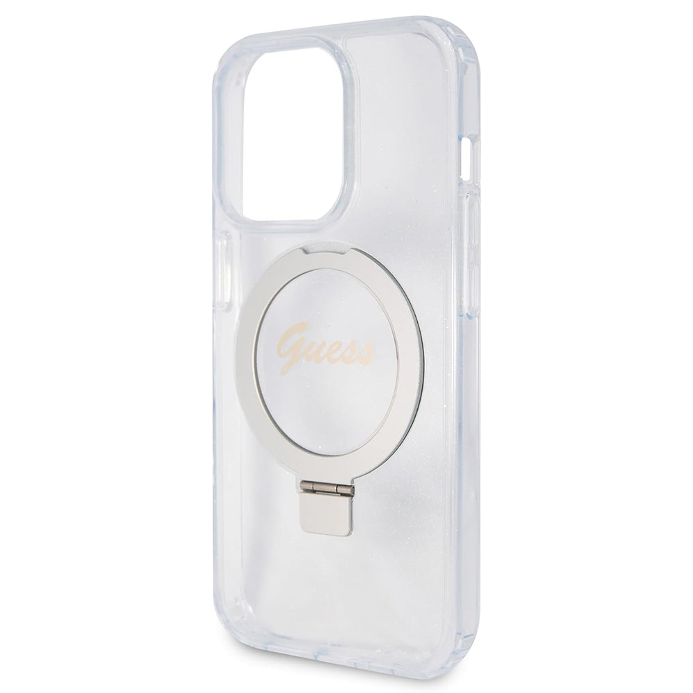 Guess MagSafe Ring Stand Glitter Hard Case Θήκη προστασίας από σιλικόνη – iPhone 15 Pro Max (Διάφανη – GUHMP15XHRSGSD)