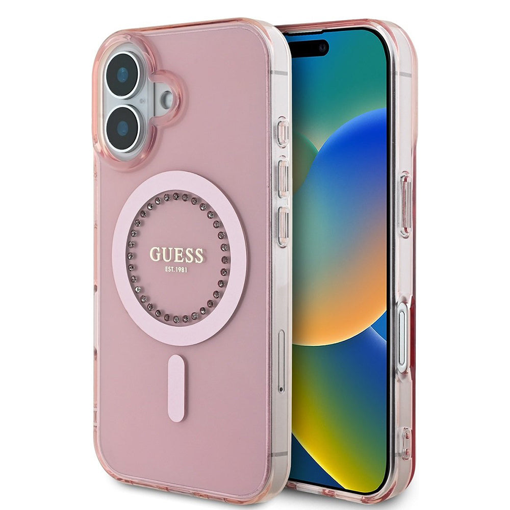Guess Magsafe “Rhinestones” Hard Case Θήκη προστασίας από σκληρό πλαστικό – iPhone 16 (Ροζ – GUHMP16SPFTDTEP)