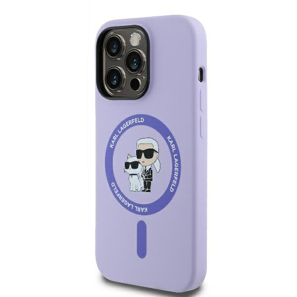 Karl Lagerfeld - Silicone Ring MagSafe (KLHMP14XSCMKCRHU) - iPhone 14 Pro Max - Purple Karl&Choupette Heads
