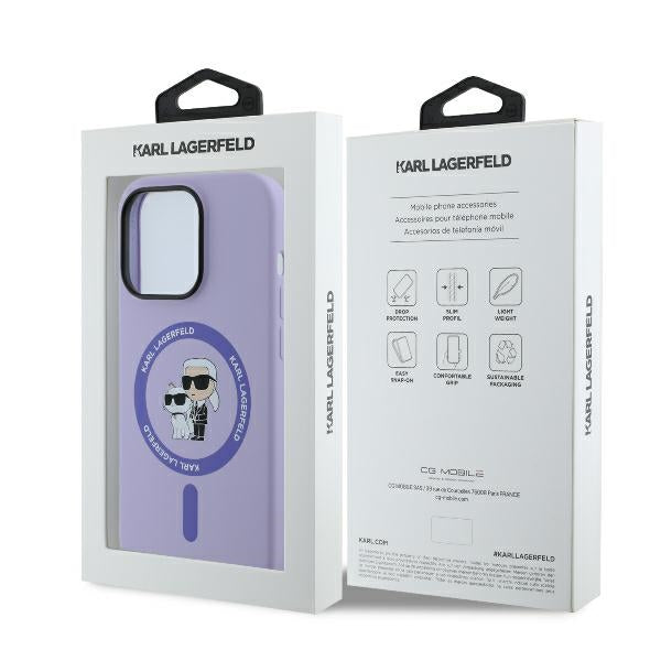 Karl Lagerfeld - Silicone Ring MagSafe (KLHMP14XSCMKCRHU) - iPhone 14 Pro Max - Purple Karl&Choupette Heads