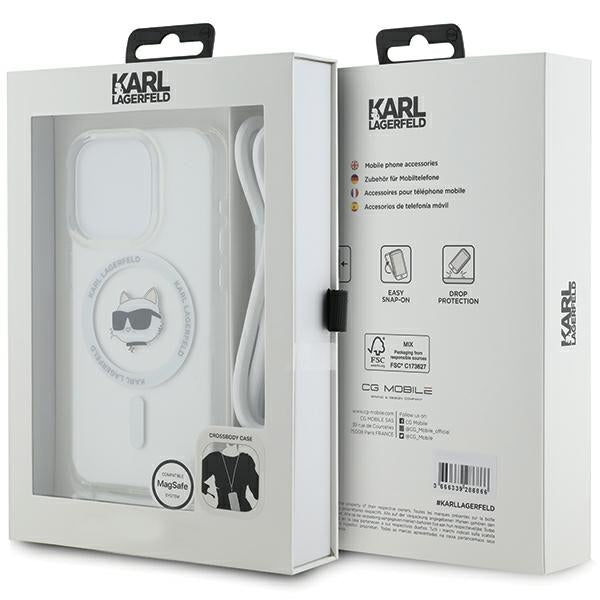 Karl Lagerfeld - IML Crossbody MagSafe (KLHMP14XHCCHNT) - iPhone 14 Pro Max - Transparent Choupette Head&Cord