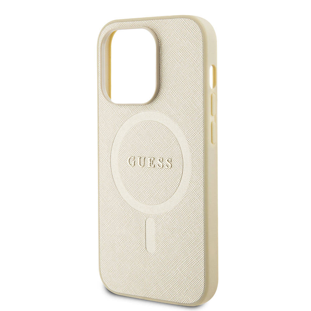 Guess Saffiano Hard Case Θήκη προστασίας από δερματίνη – iPhone 15 Pro Max (Μπεζ – GUHMP15XPSAHMCB)