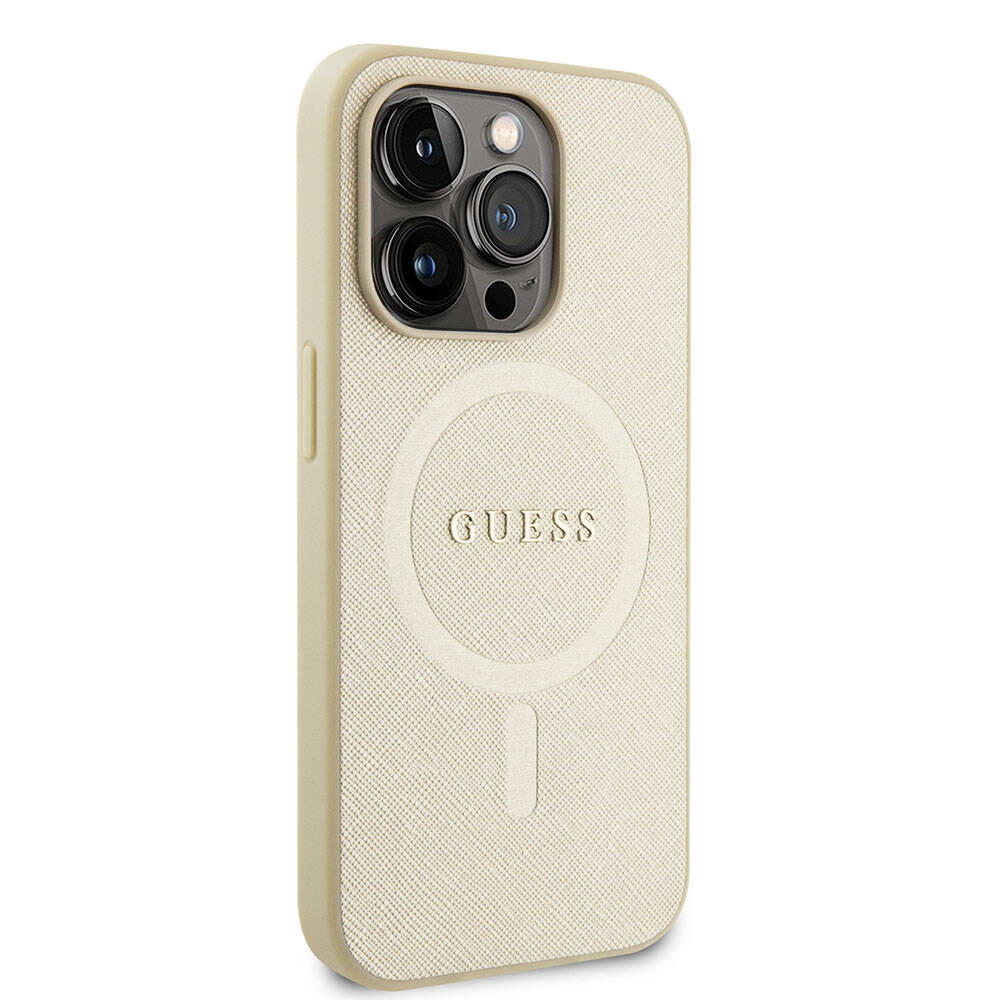 Guess Saffiano Hard Case Θήκη προστασίας από δερματίνη – iPhone 15 Pro Max (Μπεζ – GUHMP15XPSAHMCB)