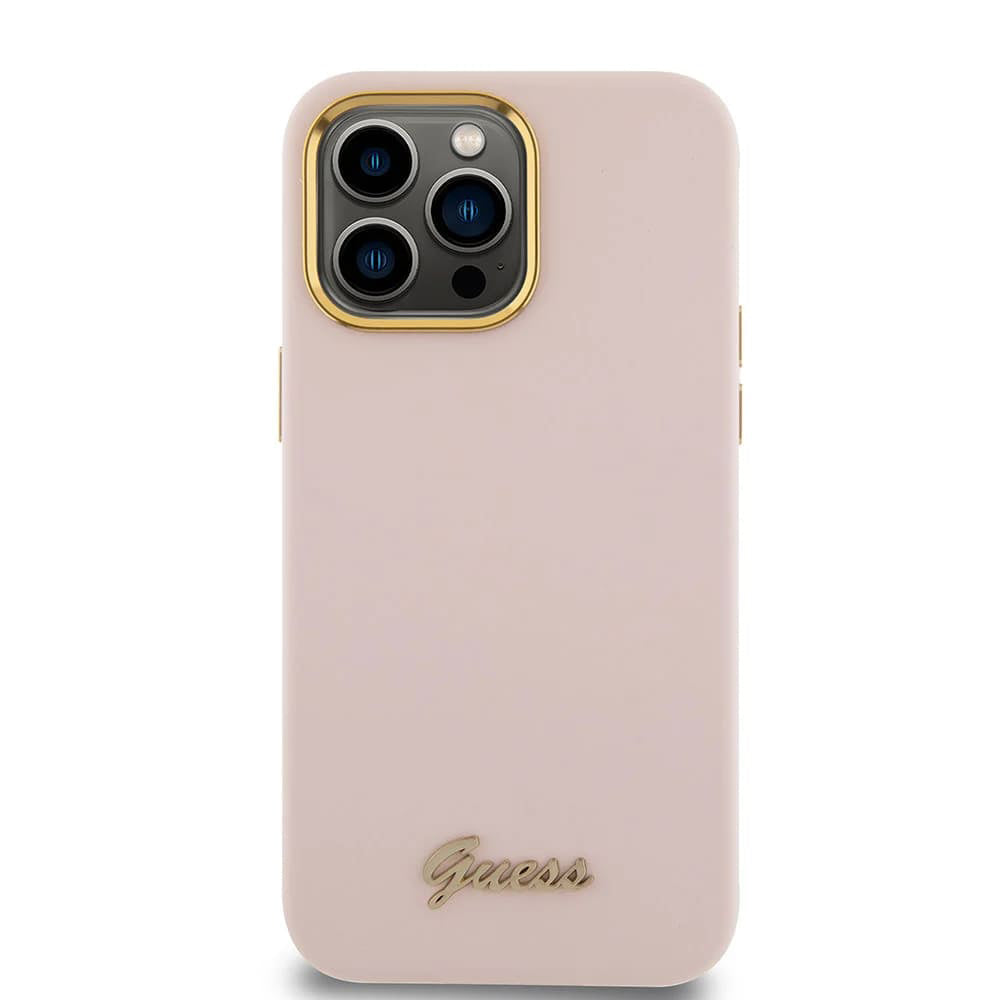 Guess “Vintage Script Gold Logo Collection” Σκληρή Θήκη προστασίας από σιλικόνη – Apple iPhone 15 Pro (Ροζ  – GUHCP15LSMBSLP)