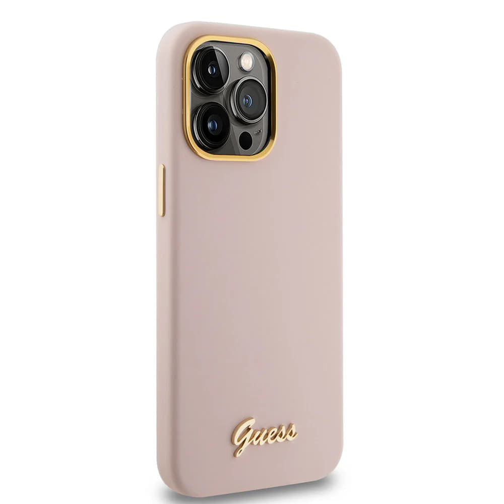 Guess “Vintage Script Gold Logo Collection” Σκληρή Θήκη προστασίας από σιλικόνη – Apple iPhone 15 Pro (Ροζ  – GUHCP15LSMBSLP)
