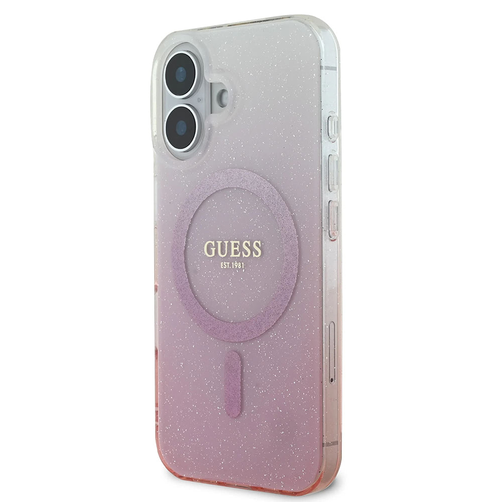 Guess Magsafe “Glitter Gradient” Hard Case Θήκη προστασίας από σκληρό πλαστικό – iPhone 16 (Ροζ – GUHMP16SHGRCELP)