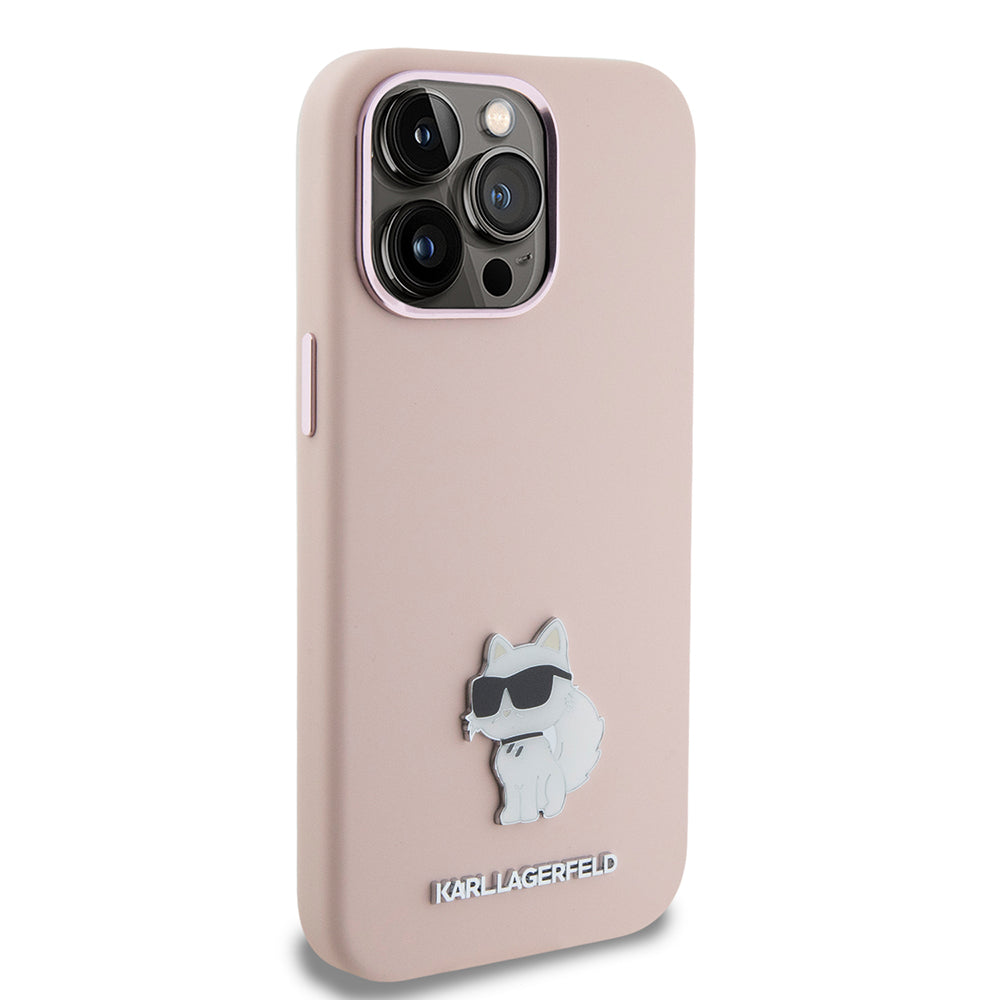 Karl Lagerfeld Choupette Metal Pin Hard Case Θήκη προστασίας από σιλικόνη  – iPhone 15 Pro Max (Pink – KLHCP15XSMHCNPP)
