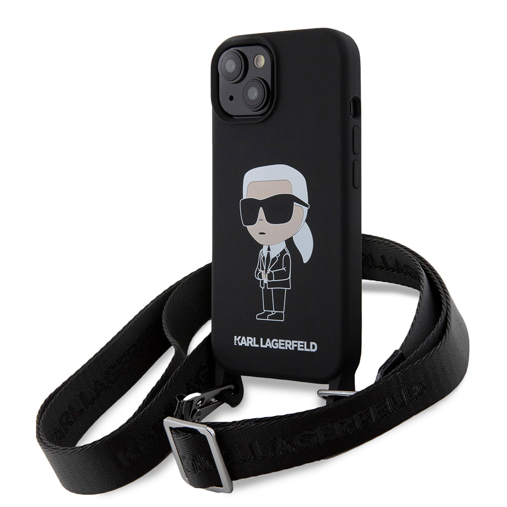 Karl Lagerfeld Crossbody Ikonik Hard Case Θήκη προστασίας από σιλικόνη – iPhone 15 (Black – KLHCP15SSCBSKNK)