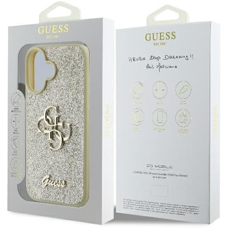 Guess Fixed Glitter Big 4G Logo Case Θήκη προστασίας από σιλικόνη – iPhone 16 (Χρυσό – GUHCP16SHG4SGD)