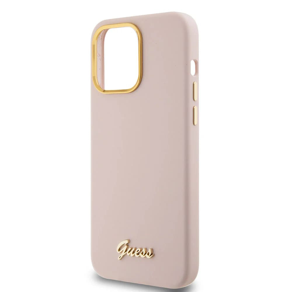 Guess “Vintage Script Gold Logo Collection” Σκληρή Θήκη προστασίας από σιλικόνη – Apple iPhone 15 Pro Max (Ροζ  – GUHCP15XSMBSLP)