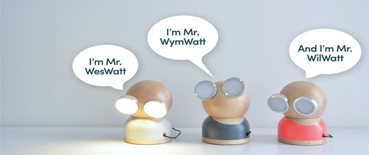 Designnest® GoggleLamp |Mr Watt| Επιτραπέζιο Φωτιστικό από ξύλο σφενδάμου και αλουμίνιο με ρύθμιση φωτεινότητας αφής (grey/blue/wood)