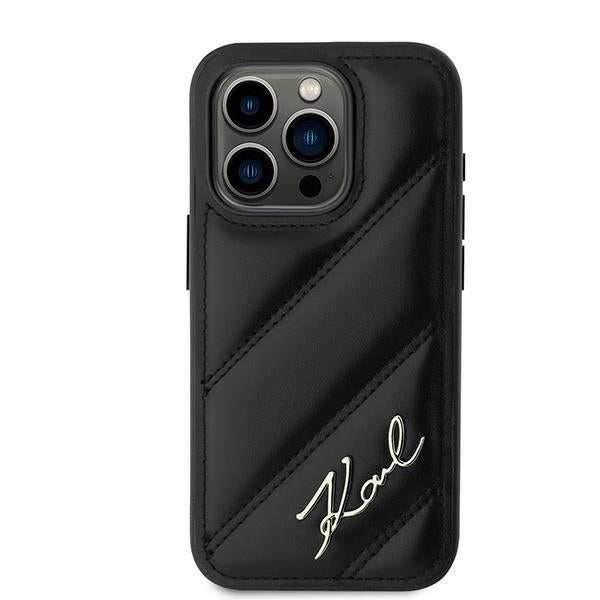 Karl Lagerfeld “Quilted Metal Signature Logo Collection” Case Θήκη προστασίας από δερματίνη – iPhone 15 Pro Max (Μαύρο – KLHCP15XPQDSMGK)