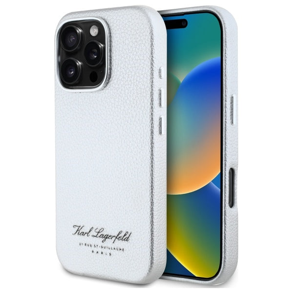 Karl Lagerfeld “Rue St.Guillaume Logo Collection” Θήκη προστασίας από σιλικόνη – iPhone 16 Pro Max (Γκρι – KLHCP16XPGWCMKHK)