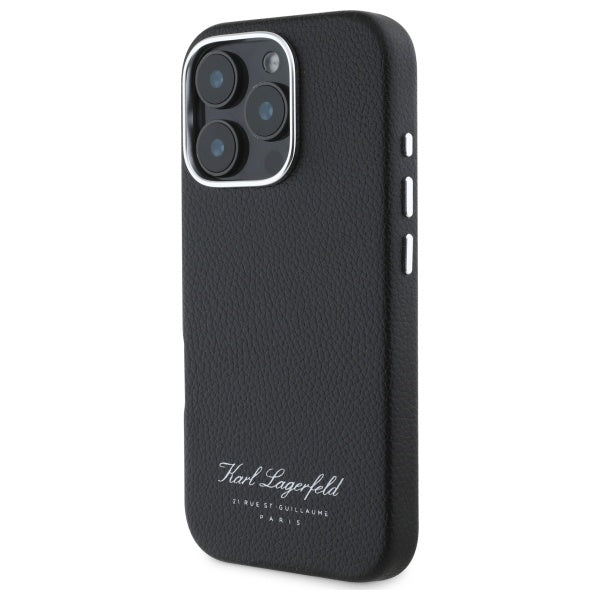 Karl Lagerfeld “Rue St.Guillaume Logo Collection” Θήκη προστασίας από σιλικόνη – iPhone 16 Pro Max (Μαύρο – KLHCP16XPGWCMKHK)