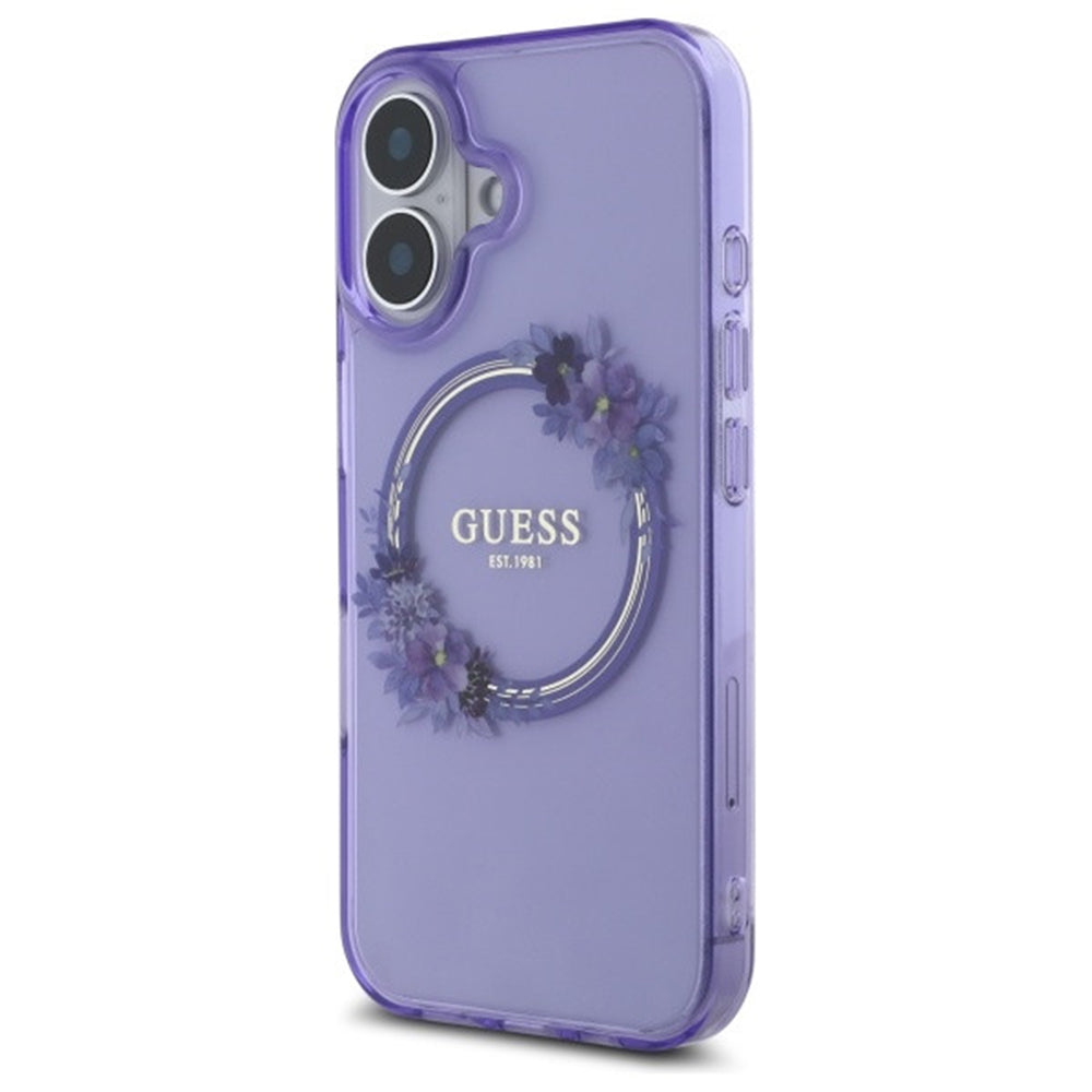 Guess Magsafe “Flower Wreath” Hard Case Θήκη προστασίας από σκληρό πλαστικό – iPhone 16 (Ροζ – GUHMP16SHFWFCP)