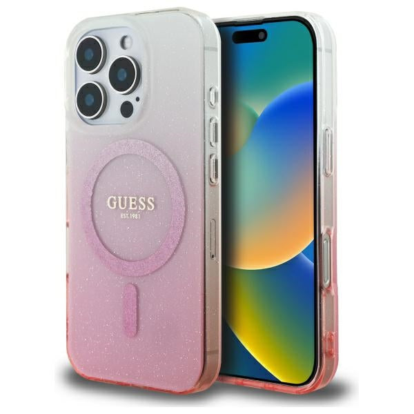 Guess Magsafe “Glitter Gradient” Hard Case Θήκη προστασίας από σκληρό πλαστικό – iPhone 16 Pro (Ροζ – GUHMP16LHGRCELP)