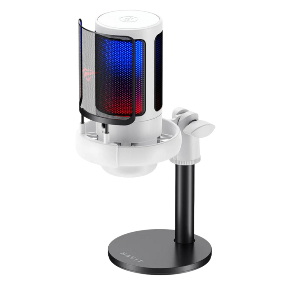 Havit - Desk Microphone (GK50) - for PC, Laptop, Phone, RGB Light, NR, 30-20000 Hz, Cardioid, with Cable USB-C, 1.8m - Black