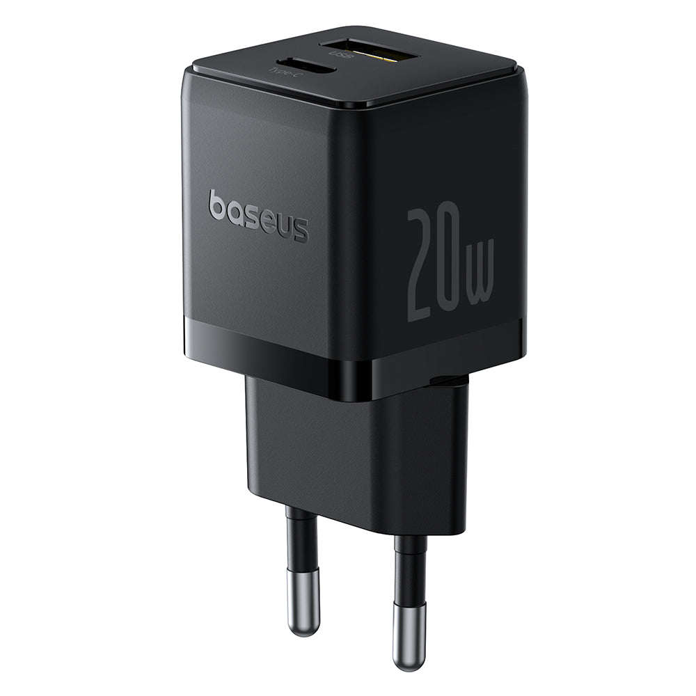 Baseus - Wall Charger Palm (P10111608113-01) - Type-C Cable Included, 2in1 Fast Charger, USB, USB-C, 20W, 5V/3.0A, 1m - Cluster Black