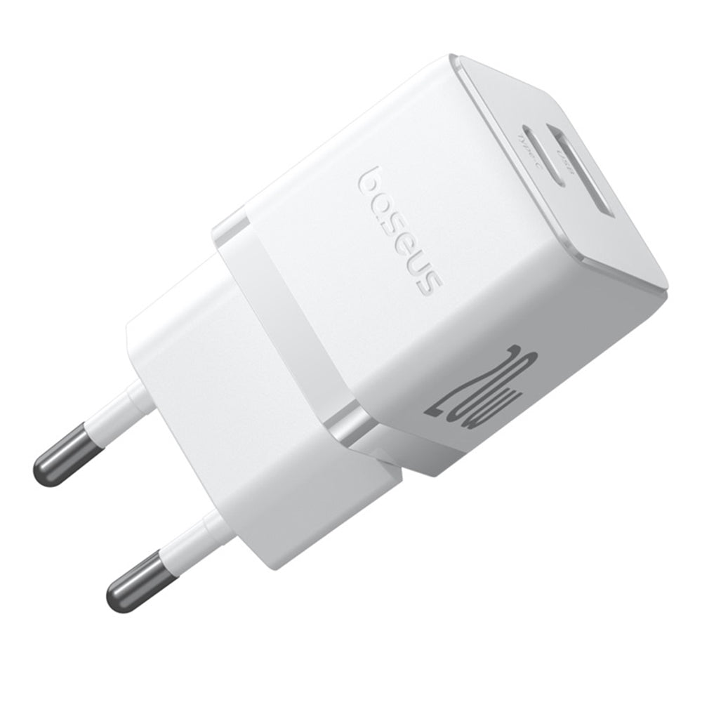 Baseus - Wall Charger Palm (P10111608213-01) - Type-C Cable Included, 2in1 Fast Charger, USB, USB-C, 20W, 5V/3.0A, 1m - Moon White