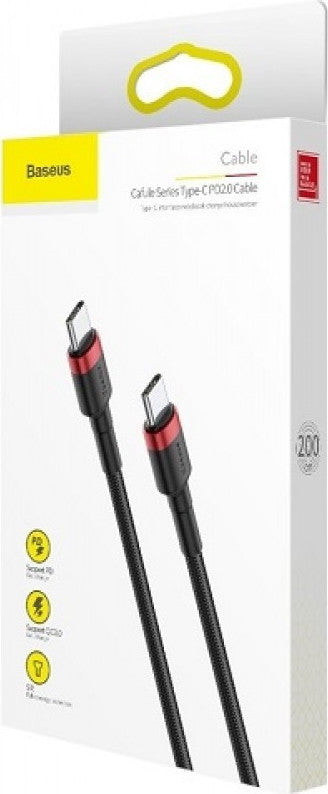 Baseus Cafule Braided USB 2.0 Cable USB-C male - USB-C 60W PD Μαύρο 2m