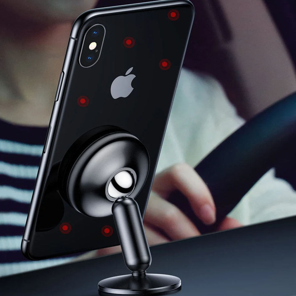 Techsuit - Premium Car Holder TinyGrip (S11) - Strong N52 Magnets, Universal Magnetic Mount, 360° Rotation, with 3M Metal Plates - Black