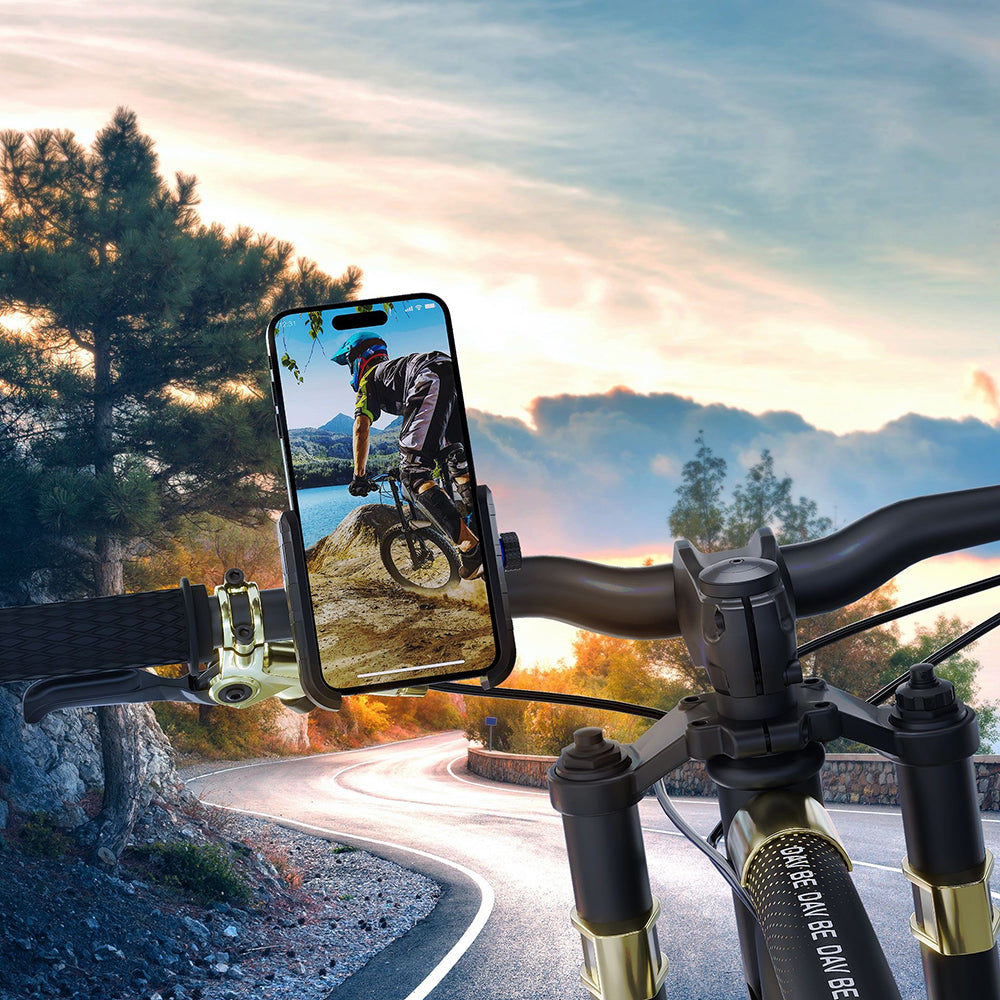 3mk - Steel Bike Holder - Aluminium, Stainless Steel, Full Safety of Phone Mounting, 60-90mm - Black