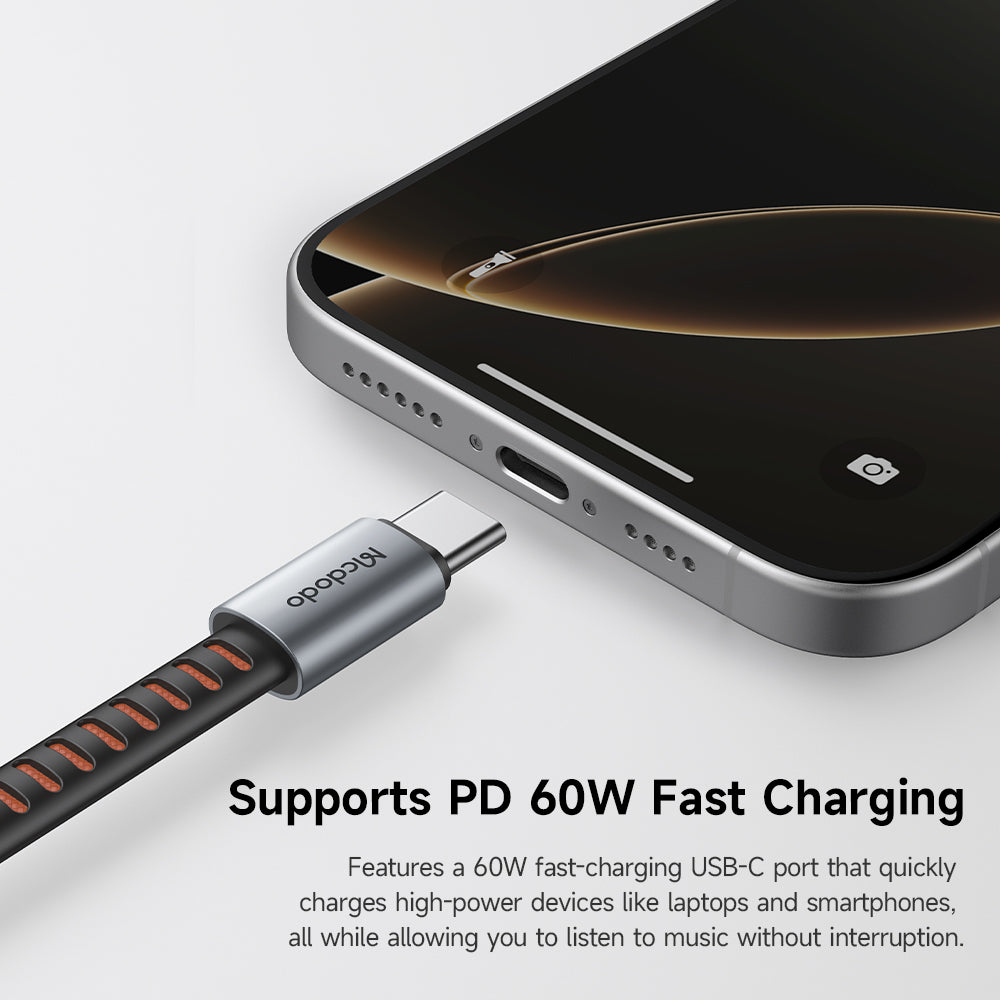 Mcdodo - Audio Adapter (CA-3120) - USB-C to USB-C & DC 3.5mm, PD60W, Premium Sound Quality, Aluminum Alloy/Nylon, 0.1m - Gray