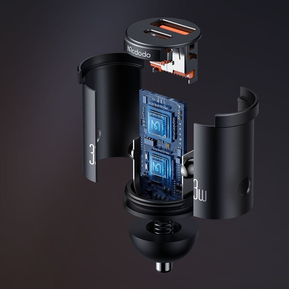 Mcdodo - Car Charger Cool Series (CC-2320) - Dual-Port, Fast Charger, 33W, Mini Size, 12-24V - Black