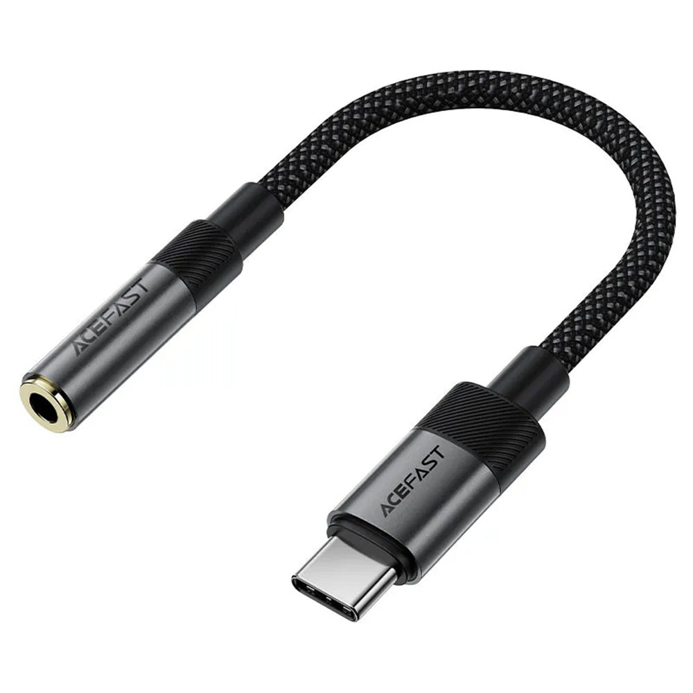 Acefast - Audio Adapter (J12) - Type-C Male to Jack 3.5mm Female, Plug & Play, High-fidelity Sound, No Delay, 15cm - Black