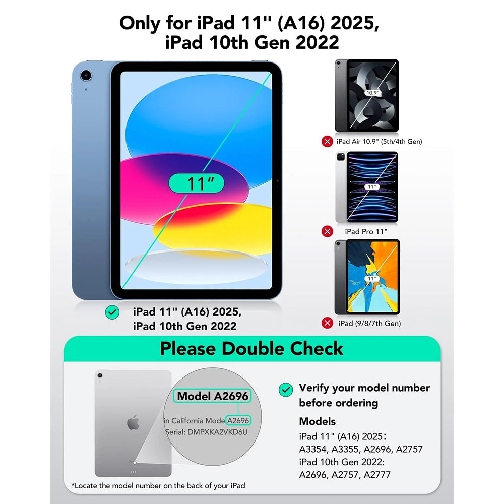 ESR - Flex Keyboard Case - iPad 10 (2022) 10.9 / 11 (2025) - Dark Gray