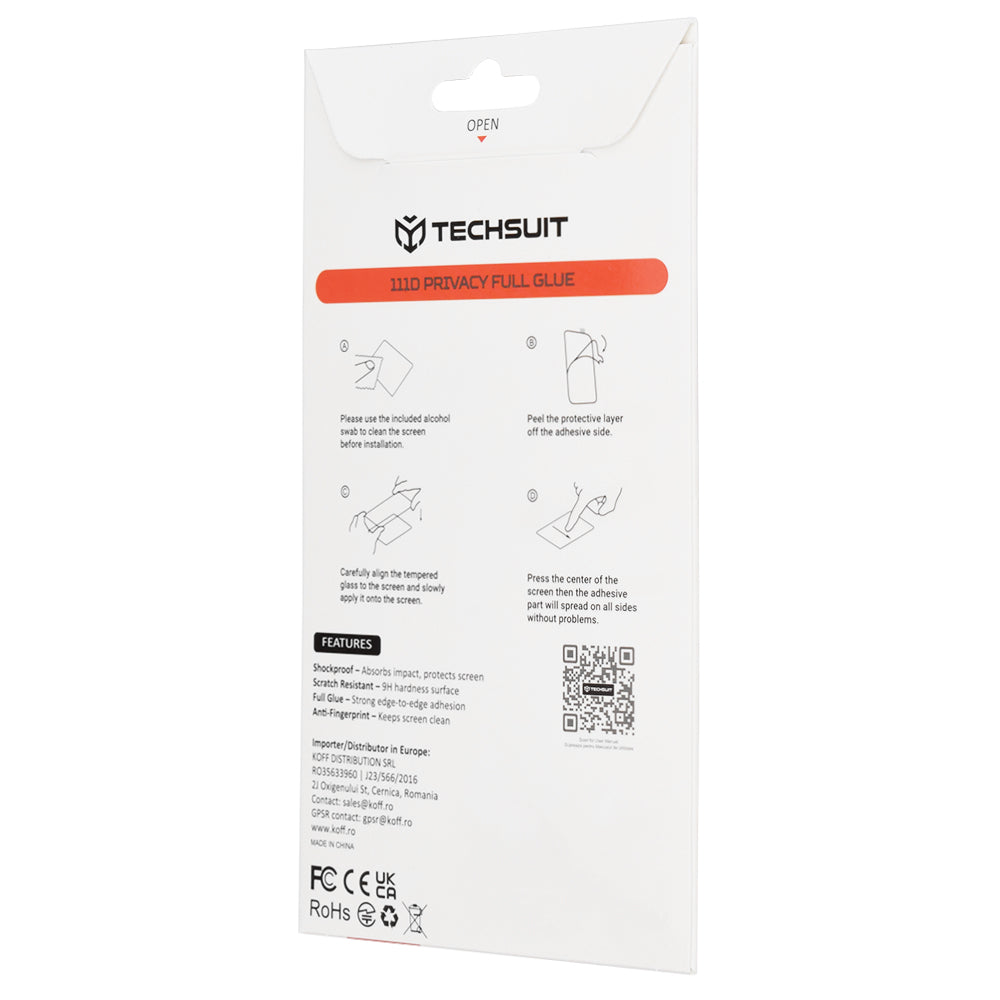 Techsuit - 111D Privacy Full Glue - iPhone 12 / iPhone 12 Pro - Black
