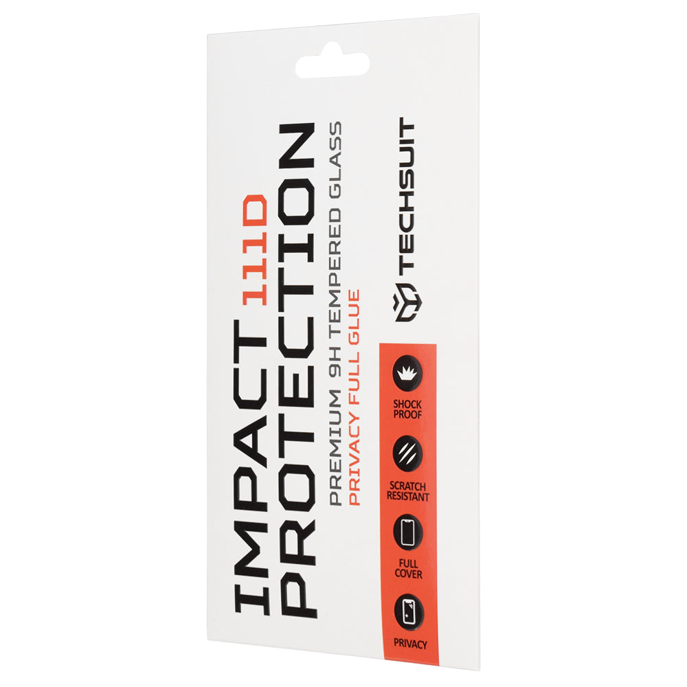 Techsuit - 111D Privacy Full Glue - iPhone 13 / iPhone 13 Pro / iPhone 14 / iPhone 16e - Black
