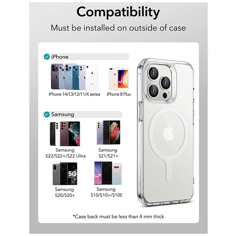 ESR - Adapter HaloLock (2 pack) - Compatible with MagSafe Wireless Charging, Universal Phone Ring for Samsung, iPhone - White