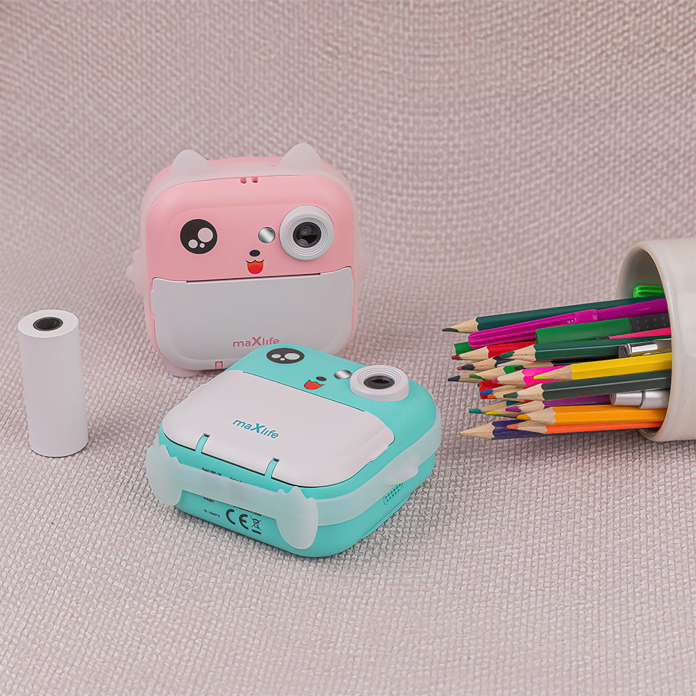 Maxlife printing camera MXPC-100 pink - Παιδική ψηφιακή φωτογραφική μηχανή στιγμιαιας εκτύπωσης σε ροζ χρώμα