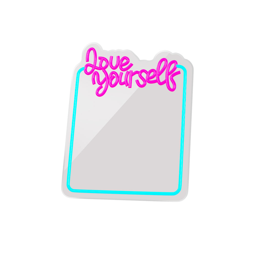 Forever Light Neon Mirror LED Love Yourself/Turquoise Pink - Διακοσμητικός Καθρέπτης με LED Neon